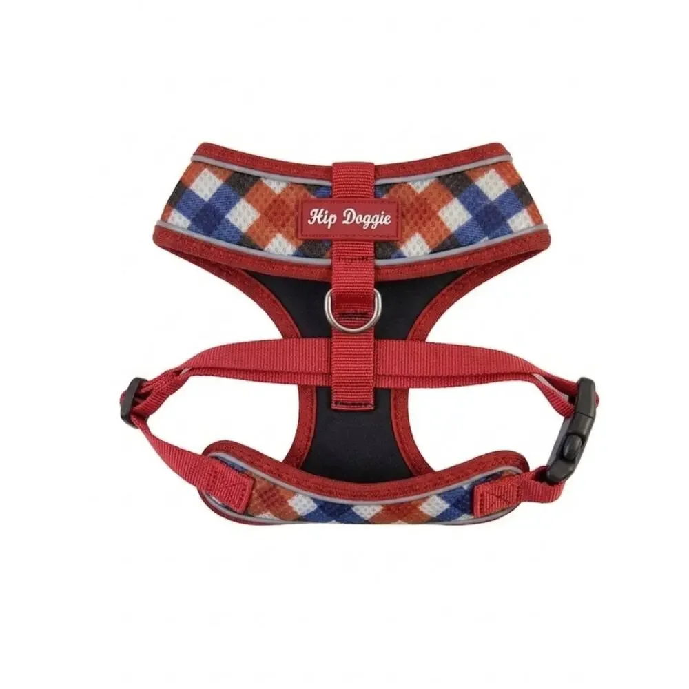 Ultra Comfort Reflective Harness Vest - Red/Navy Check